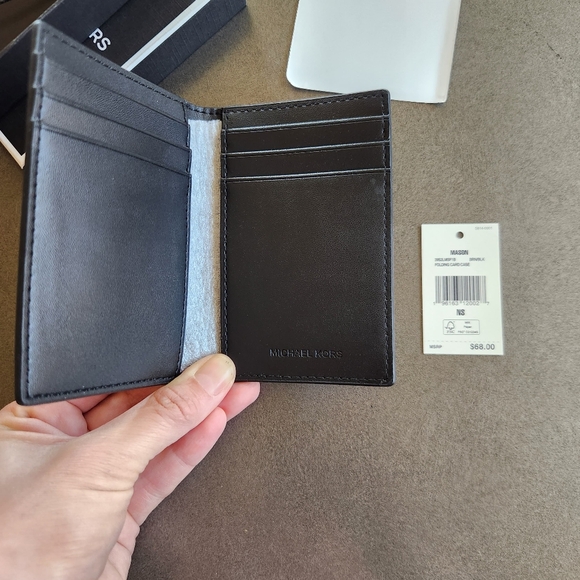 Michael Kors Mens Brown Mason Logo Bi-Fold Card Case New $68 - Picture 2 of 4